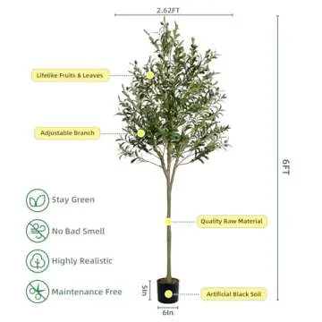 6ft Artificial Olive Tree for Home and Office Decor