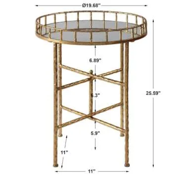 Luxurious Tilly Accent Table in Bright Gold Leaf