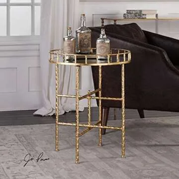 Luxurious Tilly Accent Table in Bright Gold Leaf