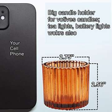 VOHO Votive Candle Holders for Wedding Candles, Amber Glass Candle Holder Set of 6, Tealight Candle Holder Bulk for Wedding Decor, Table Centerpiece, Birthday Party