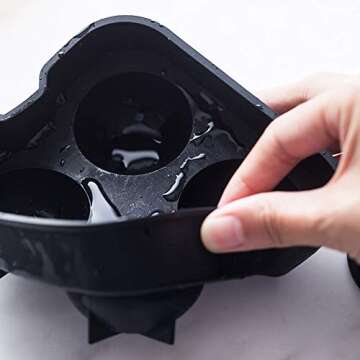 JOHOUSE 2PCS Round Ice Cube Mold, Silicone Ice Cube Molds, Diamond Ice Cube Molds for Whiskey Cocktails & DIY Black