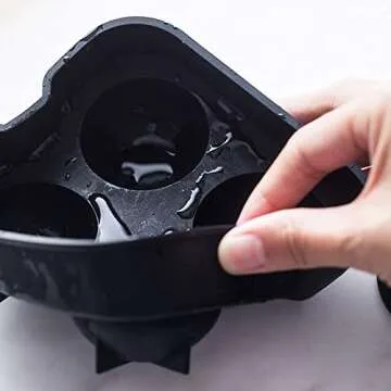 JOHOUSE 2PCS Round Ice Cube Mold, Silicone Ice Cube Molds, Diamond Ice Cube Molds for Whiskey Cocktails & DIY Black