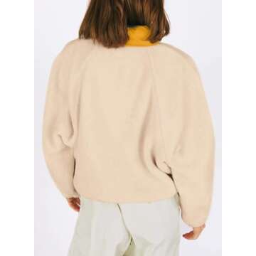 Dokotoo Womens Oversized Sweatshirts Fuzzy Fleece Button Color Block Long Sleeve Sweatshirt Cute Rel...