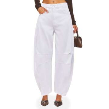 PLNOTME Women's Baggy Boyfriend Jeans Vintage Wide Leg Mid Rise Barrel Denim Ankle Pants