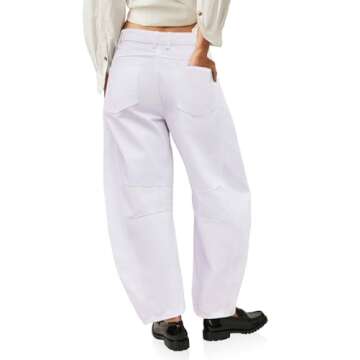 PLNOTME Women's Baggy Boyfriend Jeans Vintage Wide Leg Mid Rise Barrel Denim Ankle Pants