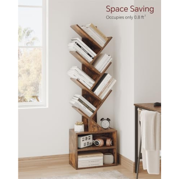 Stylish SUNMORY 6 Tier Tree Bookshelf for Small Spaces