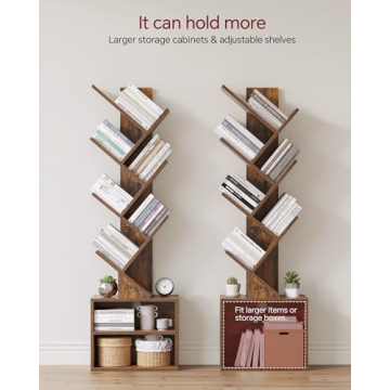 Stylish SUNMORY 6 Tier Tree Bookshelf for Small Spaces