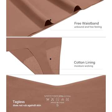 DEANGELMON Womens Thongs High Waisted Seamless Underwear for Women Breathable No Show Panties 4 Pack Medium(6P2)