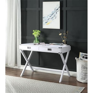 Stylish 2-Drawer Writing Desk with X-Shaped Base