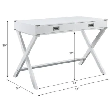 Stylish 2-Drawer Writing Desk with X-Shaped Base
