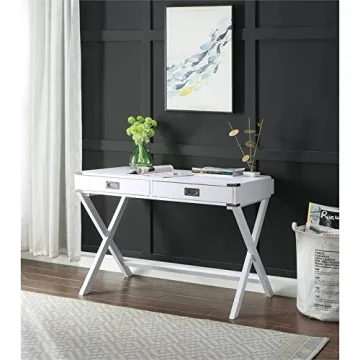 Stylish 2-Drawer Writing Desk with X-Shaped Base