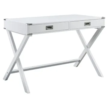 Stylish 2-Drawer Writing Desk with X-Shaped Base