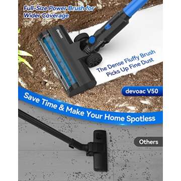 DEVOAC Cordless Vacuum Cleaner, Lightweight Vacuum Cleaner with Rechargeable Battery, Convenient 6 i...