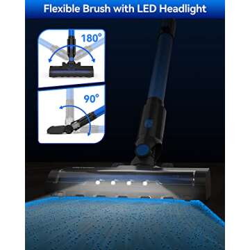 DEVOAC Cordless Vacuum Cleaner, Lightweight Vacuum Cleaner with Rechargeable Battery, Convenient 6 in 1 Stick Vacuum Cleaner with Powerful Suction, Handheld Vacuum for Carpet Hard Floor Pet Hair Home