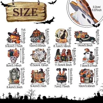 36 Pcs Halloween Wooden Ornaments for Spooky Decor