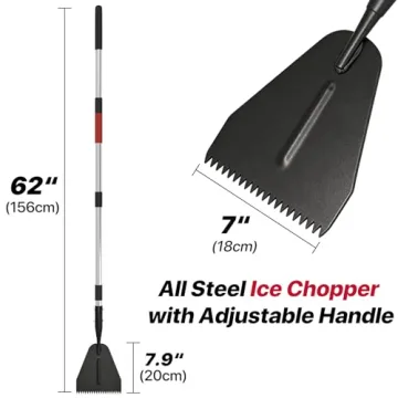 Ice Scraper with Saw-Tooth Edge - Heavy Duty Multi-functional Ice Chopper for Effortless Ice Breakin...