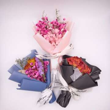 Cute Flower Bouquet Car Air Freshener With AC Vent Clips and Adhesives For All Surfaces. Mini Dried Flower For Car and Household Decoration With Aromatherapy Tablet Included (Barbie Energy)