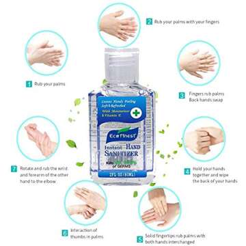 BushKlawz Eco Finest 2oz Hand Sanitizer Bulk Pack No Rinse 75% Alcohol Instant Clean Travel Size (Bulk 24) Individual Retail Pack
