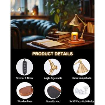 Kadrama Candle Warmer Lamp, Candle Warmer with Timer Dimmer Electric Candle Lamp with 3 Bulbs Gifts ...