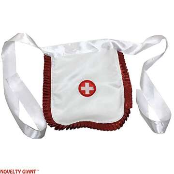 Nurse Costume 3 Piece Set Includes Hat Apron and Stethoscope White