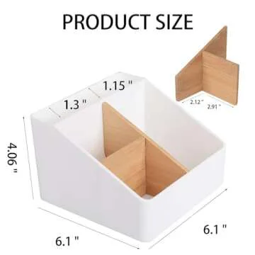 Toothbrush Holder for Bathrooms, 4 Slots Tooth Brush Holder with Detachable Bamboo Dividers, Countertop Organizer for Electric Toothbrushes, Toothpaste, Razors, Floss - Wihte