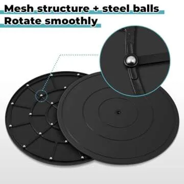 Beeveer 2 Pcs 16 Inch Lazy Susan Turntable Black Heavy Duty Rotating Swivel Stand Lazy Susan with Steel Ball Bearings TV Turntable Swivel Base Flat Base Stand for Computer Monitor Arts Cabinet Speaker