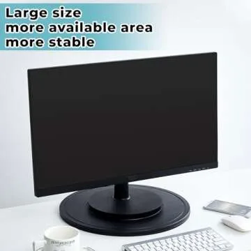 Beeveer 2 Pcs 16 Inch Lazy Susan Turntable Black Heavy Duty Rotating Swivel Stand Lazy Susan with Steel Ball Bearings TV Turntable Swivel Base Flat Base Stand for Computer Monitor Arts Cabinet Speaker