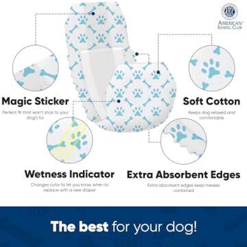 American Kennel Club Male Dog Wraps with Wetness Indicator