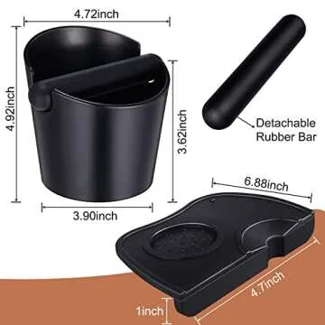 Coffee Knock Box,Set of 2 Pieces Espresso Knock Box Coffee Tamper Mat Reliable Barista Tools,Espresso Dumpster with Removable Knock Lever and Non-Slip Base,for Barista Bar Shop Worktop