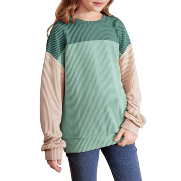 Blibean Teen Girls Fall Puff Long Sleeve Striped Tops