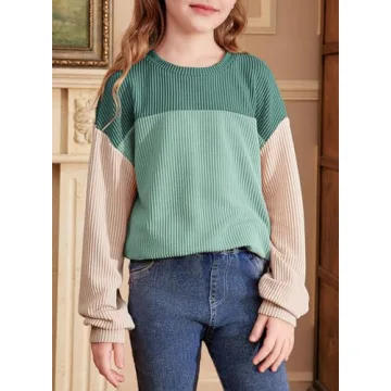 Blibean Teen Girls Fall Puff Long Sleeve Tops