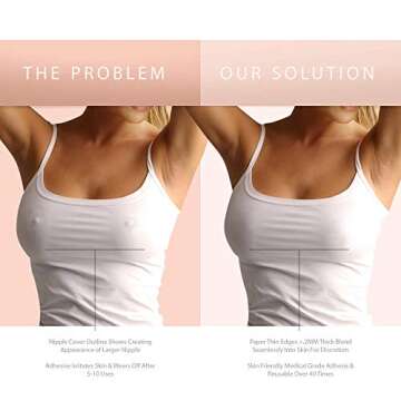 Nudwear Women's Daisies Nipple Covers - Long-Lasting Reusable Silicone Pasties for Women