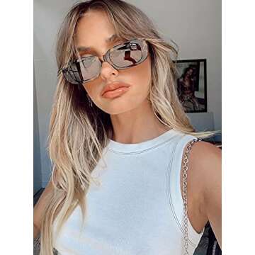 ADE WU Rectangle Sunglasses Women Men Vintage Retro 90s Glasses Narrow Black Tortoise Frame