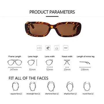 ADE WU Rectangle Sunglasses for All Occasions Stylish Retro