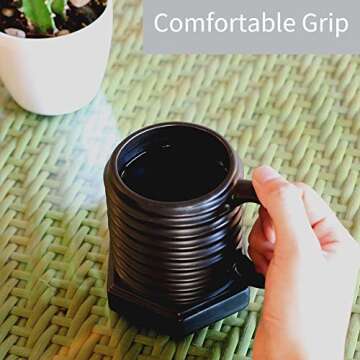 EPFamily 3D Ceramic Cool Mug Black Coffee Mugs Porcelain Attractive Day Gift Mug-Screw Cap Shape Dur...