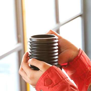 EPFamily 3D Ceramic Cool Mug Black Coffee Mugs Porcelain Attractive Day Gift Mug-Screw Cap Shape Durable Cup Gifts for Man Father Dad Grandfather Women Home Office 12 oz