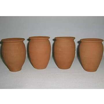 always quality Made in Mexico Authentic Mexican Cantaritos Jarritos de Barro for Hot or Cold Beverages Drinks Natural Clay Mugs Cups, Set of 4