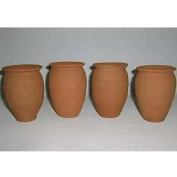 always quality Made in Mexico Authentic Mexican Cantaritos Jarritos de Barro for Hot or Cold Beverages Drinks Natural Clay Mugs Cups, Set of 4