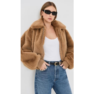 Good American Women's Faux Fur Collared Coat - Warm Caramel