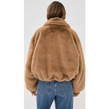 Good American Women's Faux Fur Collared Coat - Warm Caramel