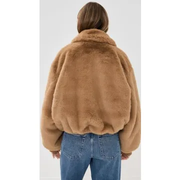 Good American Women's Faux Fur Collared Coat - Warm Caramel