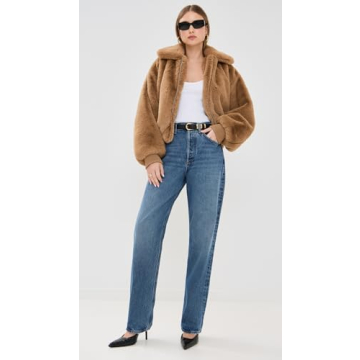 Good American Women's Faux Fur Collared Coat - Warm Caramel