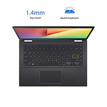 ASUS VivoBook Flip 14 Thin and Light 2-in-1 Laptop, 14” FHD Touch, 11th Gen Intel Core i3-1115G4, 4GB RAM, 128GB SSD, Thunderbolt 4, Fingerprint, Windows 10 Home in S Mode, Indie Black, TP470EA-AS34T