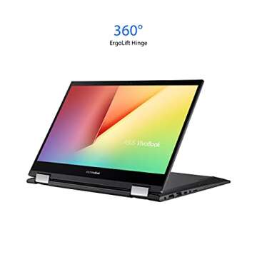 ASUS VivoBook Flip 14 Thin and Light 2-in-1 Laptop, 14” FHD Touch, 11th Gen Intel Core i3-1115G4, 4GB RAM, 128GB SSD, Thunderbolt 4, Fingerprint, Windows 10 Home in S Mode, Indie Black, TP470EA-AS34T