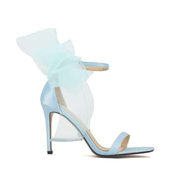 keleimusi Womens Wedding Sandals with Asymmetric Mesh Bows Dress Ankle Strap Stiletto Heels