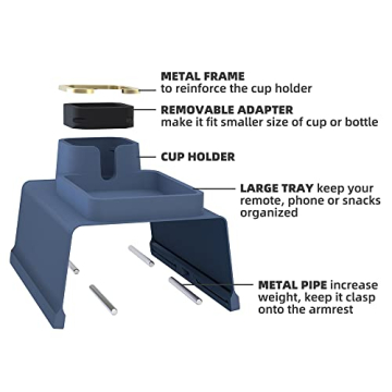 Elimiko Couch Cup Holder Tray for Drinks and Snacks