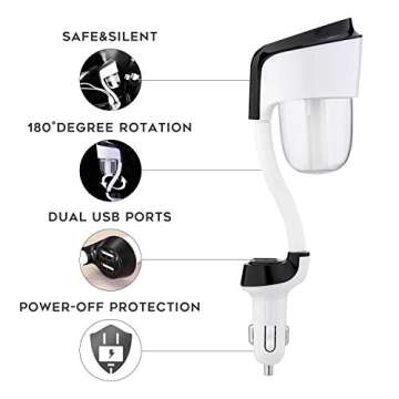 Car Diffuser, Water-Soluble Essential Oils Aromatherapy Diffusers, Dual USB Charger Ports, Aroma Humidifier Air Freshener For Vehicle Black