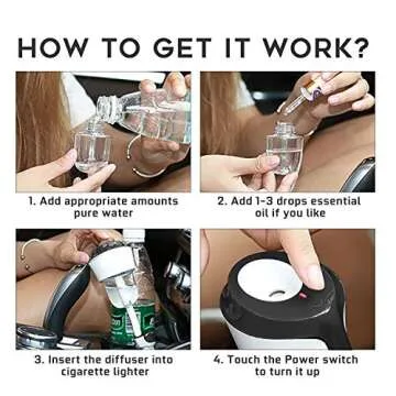 Car Diffuser, Water-Soluble Essential Oils Aromatherapy Diffusers, Dual USB Charger Ports, Aroma Humidifier Air Freshener For Vehicle Black