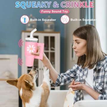 Wofypetny Dog Birthday Toys Plush Dog Toys - Daisy Cute Dog Toy, Squeaky, Crinkle, Funny Pup Cup Tum...