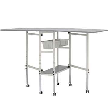 Studio Designs Sew Ready Spree Craft & Cutting Table - 60" W x 36" D x 30.25"/39.25" H - in White/Grey